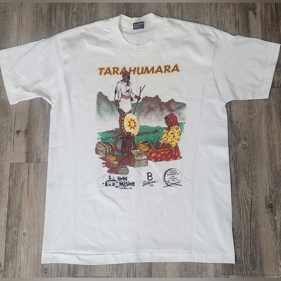vintage Tarahumara Native American Indian Mexican tee Single stitch Large Mens - Picture 1 of 10
